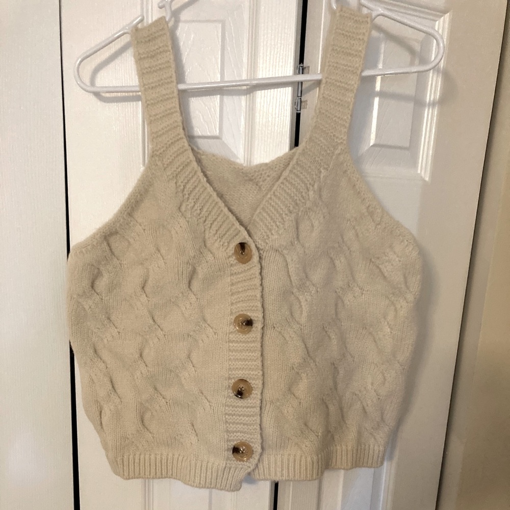 Cream button down sweater/vest